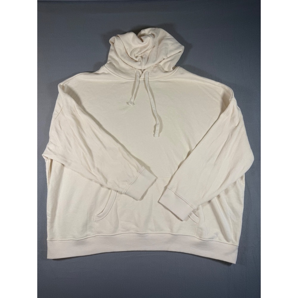 Torrid Cream Waffle Knit Sleeve Pullover Hoodie Sweatshirt Plus Size 1 XL